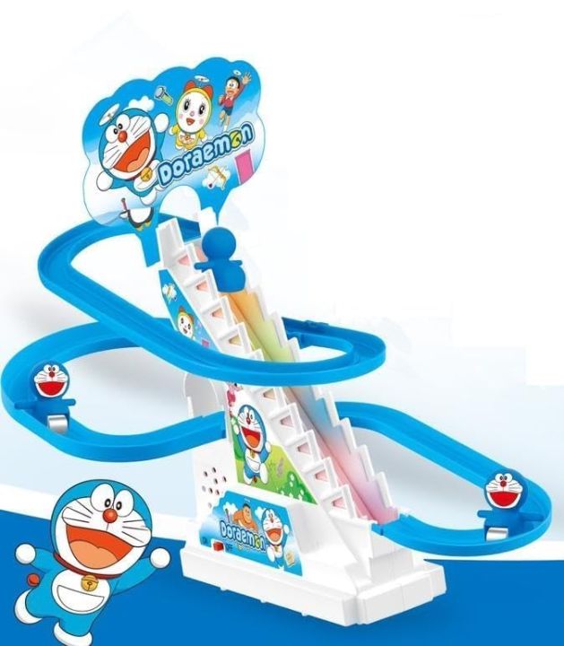 Doraemon Slide Toy Set | Stair Climbing Doraemon Race Track Set for Kids | Electronic Small Doraemon Slide Track Set Toy for Kids 5+ Years
