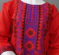 Elegant Front Back Embroidered Jacquard Pure Red Colour Kurti For Young Girls Age Between 6-14 Years. 