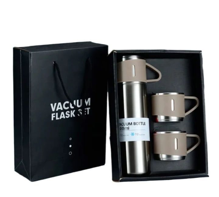 Double Stainless Steel 500ML Water bottles 3 In 1 set of Thermos Mug Leak Proof Travel Flasks Cup Cup for Tea Water Coffee Thermos Caffe Gift Box
