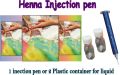 Injection Mehndi injection Pen with 2 Plastic Container for liquid , Creating amazing henna designe. 