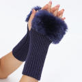 Knitted Women gloves Elasticity Plush Furry Half fingers mittens Fashion gloves for Outdoor Girls Women. 