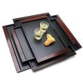 Set of 4 pcs Plastic Fast Food Tray Restaurant Serving Trays For Tea Cake Kitchen Bar Dinnerware European Hotel Long Plate Black. 