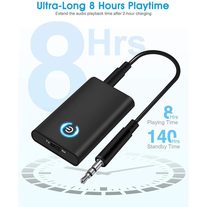 Bluetooth 5.0 Tranśmitter Receiver, 2 in 1 Wireless Audio Bluetooth Adapter, 2 Devices Simultáneously for TV/Home Sound System/Car, Portable Noise Reduction Low Laténcy Bluetooth Transmitter TT-BA07 (1)