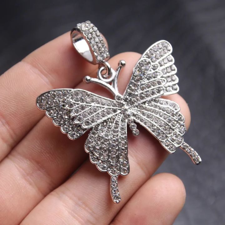 Butterfly Charm Rhinestone Butterfly Necklace 57x48mm Sparking