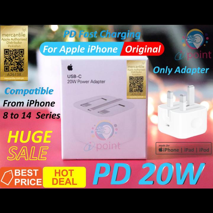 100% Original Iphone PD 20W  3 PIN UK Plug CHARGER | iPhone 20W Fast Adapter only | PD 20W Adapter for iPhone  | iPhone interface Type-C PD 20W Adapter