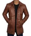 Pure Leather Duffle Coat Leather Pret Long Medium Length Stylish Coat. 