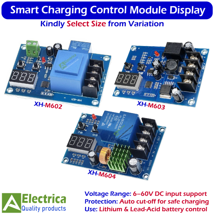 XH-M602 / XH-M603 / XH-M604 Smart Battery Charging Control Modules 6-60V Auto Cut-Off Protection with LED Display for Lithium & Lead-Acid by Electrica