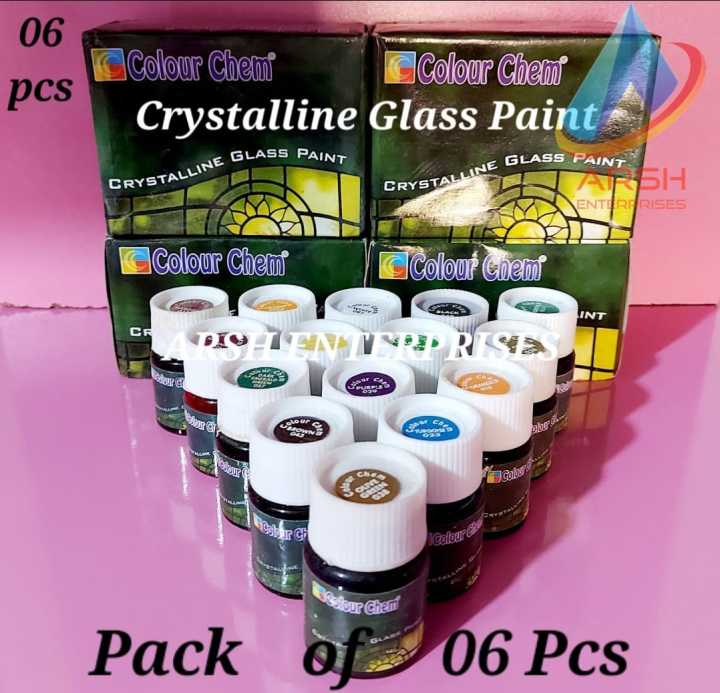 Pack Of 6pcs Colour Chem Crystalline Glass Colour 20ml Per Bottle For Jewellery, Gems, Metal, Wood Etc