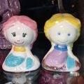 Vintage / Antique Pair of Cute Handmade n Hand Painted Ceramic Mermaid Figurines. 