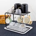 Coffee Cup Plates Iron Rack Creative Plate Drain Shelf Cup Holder Household Mug Storage Kitchen Rack with 6 Hooks Display. 