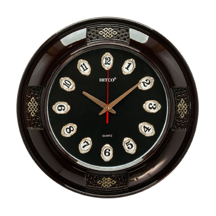 Hitco Fancy Style Wall Clock - Round Wall Clocks for Bedroom / Living Room / Decor - 17x17" Clock Wall Stylish - Full Number Wall Clock - Glossy Shiny Watch Clock - Gifting and Decor Item