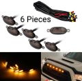 4 Pieces Car Grill Led Lights Orange Color Daytime Running Lights 12 Volt For Cars, SUV, Trucks. 