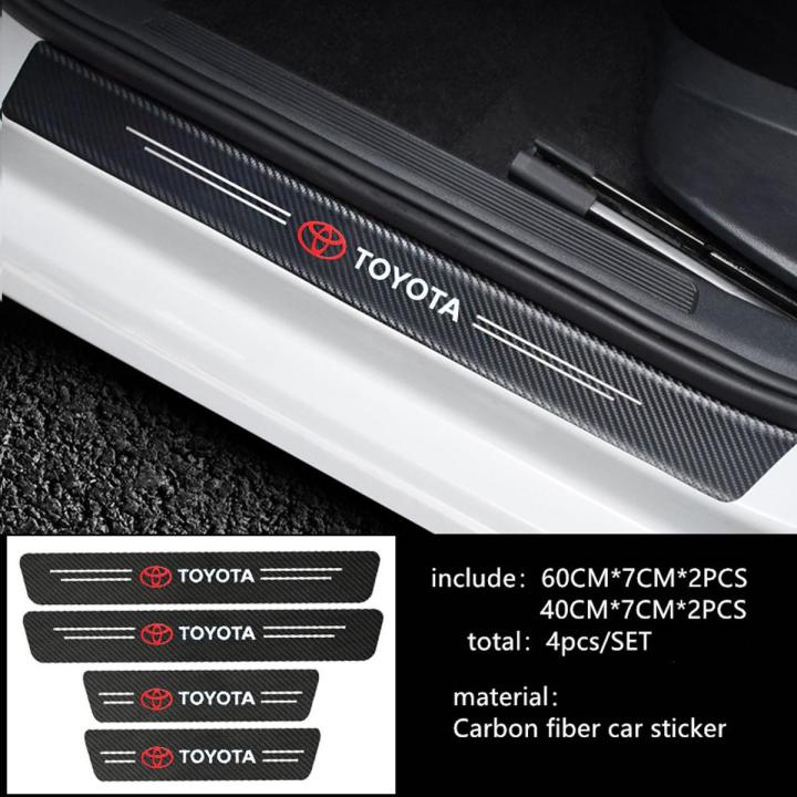 4pcs Universal Car Door Side Step Threshold Sticker Carbon Fiber Threshold Strip Protection Sticker for toyota