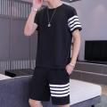 Trendy line  Printed Tracksuit Cotton Fabric T-Shirt & Shorts for men Summer Elegant Suits gym_Track Suit Printed tshirts+short Casual Wear for Men. 