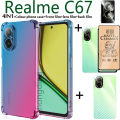 BLKNAIM 4-in-1 NEW For Realme C67 case Anti-fall Color phone case +Matte Ceramic Film +Carbon Fiber Back Film +Lens Film. 