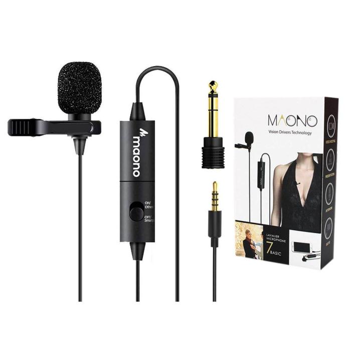 Computer Collar Lavalier Microphone MAONO AU-100 Condenser Clip On Lavalier Microphone with 6 Meters Audio Cable For Mobile Camera DSLR PC