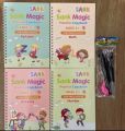 Sank Magic Practice Copybook (4 Books + Magic Pen) Sank Magic Book for Montessori Children Tracing Handwriting First Preschool Baby, Reusable - Number & Letter Tracing Books, Learning Books for Kids. 