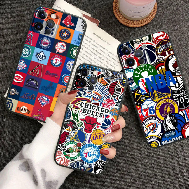 【EmotionaE】Logo N-NBA Basketball Team Phone Case For Apple iPhone 15 14 13 12 11 XS Mini Pro Max 8 7 6S 6 XR X Plus TPU Black Soft Cover