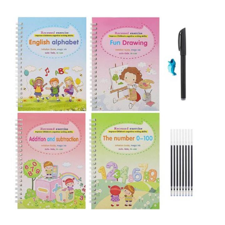 ABST - 4 Pcs Set With 10 Refill Magic Practice Copybook For Kids ...