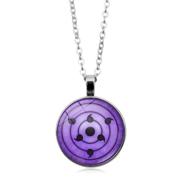 Sharingan Eye Necklace Uchiha Sasuke Kakashi Mangekyou Rinnegan Eyes Glass Pendant Anime Necklace for Men Women Jewelry Cosplay