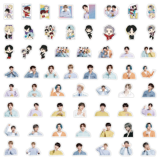 60pcs Korea Kpop Team Bangtan Boys Deco DIY Kawaii Stickers For Car Helmet Gift Box Bicycle Guitar Decal Notebook Skate Computer