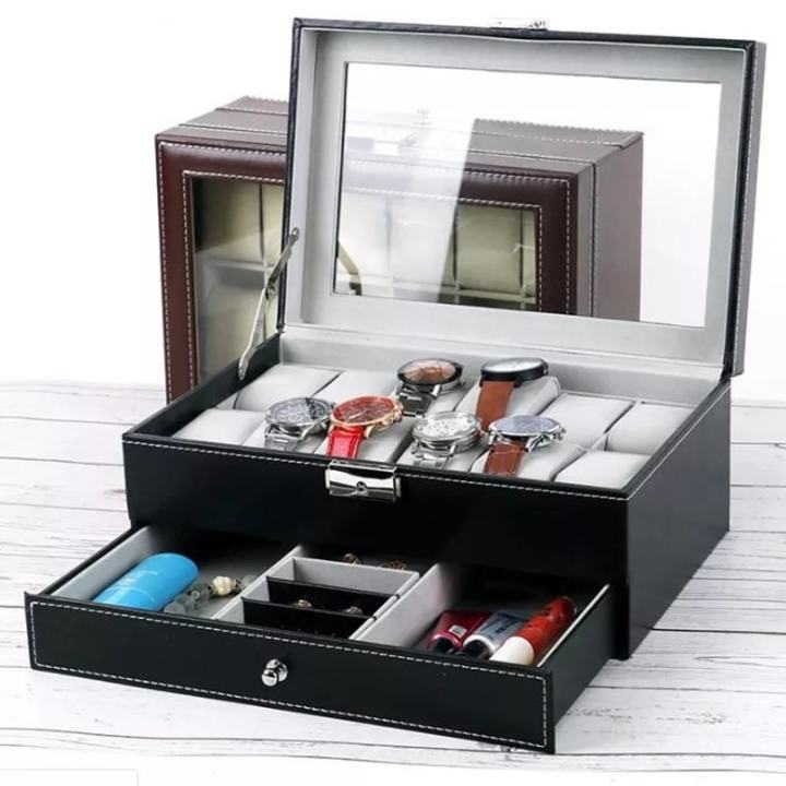 Watch%20Box%20Organizer%20for%20Men%20PU%20Leather%20Storage%20Case%20Classic%20and%20Luxury%20Style%20Black/Brown%206/8/10/12%20Grid%20-%20Image%206