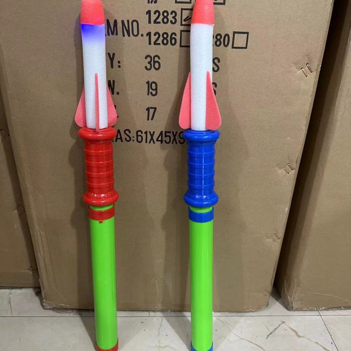 Hand push bazooka luminous rocket launcher luminous sound can fire cupola toys in Park Square