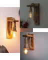Wooden Hemp Rope Wall Lamp Light Fixture, Edison Lamp Sconce Hallway E27. 