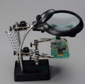 TE-800 5-LED Desktop Magnifying Glass with Auxiliary Clip and Soldering Stand. 