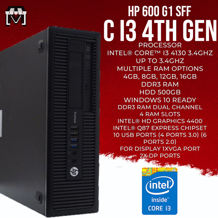 Core i3 4th Generation 4GB, 8GB, 12GB, 16GB, RAM + 500Gb Hard drive Windows 10 Ready HP 600 G1 Desktop