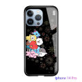 TA for iPhone 14 Pro Back Cover Fashion BTS Tempered Glass Painting Phone Case. 