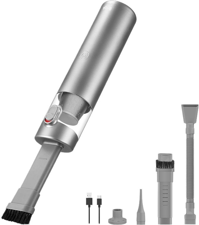 Brigii Crevice Vacuum, Handheld Vacuum & Air Duster & Hand Pump 3 in 1, Cordless Mini Vacuum, 3 Kinds of Crevice Nozzles, Lightweight 1lbs,USB Rechargeable-M1