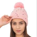 AMOLDO Wool Beanies Women Poms Fashion Pearl Knitted Hat Girls Female Beanie Cap Stylish Moti Cap. 