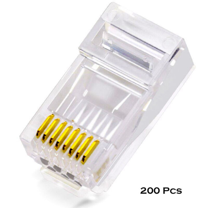 200 Pcs RJ45 CAT6 Pass Through Ethernet Connectors – Foldable Shrapnel ...