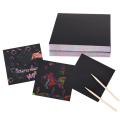 Scratch Art Set, 100 Piece Rainbow Magic Scratch Paper for Kids Black Scratch Off Art Crafts Notes Boards Sheet with 2 Wooden Stylus for Easter Party Game Christmas Birthday Gift. 