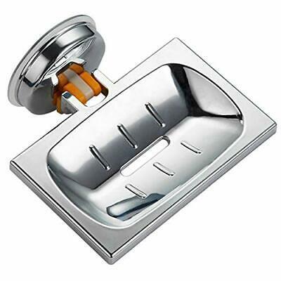 Vacuum Soap Holder dish (Attach on Mirror without Drill) Plastic Soap Dish with Chrome Finish (1 Piece)