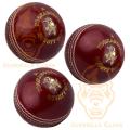 Pack of 3 Red Cricket Hard Balls Leather and Cork Match Ball. 