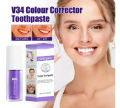 Hviqan V34 Purple Color Corrector Toothpaste For Teeth White Brightening Tooth Care Toothpaste Reduce Yellowing 30ml. 