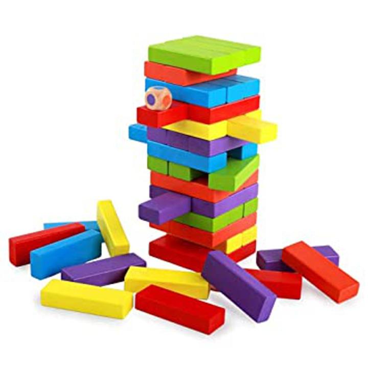 Jenga Colourful Wooden Stacking Blocks 51 Pcs