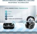 Wireless TV Headphones, 2.4GHz Digital Over-Ear Stereo Wireless Headphones for TV Watching 100ft Distance Charging Dock Rechargeable Black. 