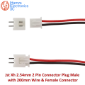 5-Pairs Jst Xh 2.54mm 2 Pin Connector Plug Male with 200mm Wire & Female Connector. 