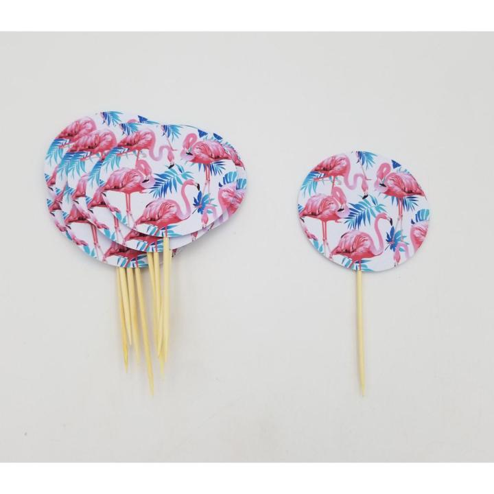 FLAMINGO THEME CUPCAKE TOPPER - PACK OF 10 CUPCAKE TOPPERS - FLAMINGO CUPCAKE TOPPERS