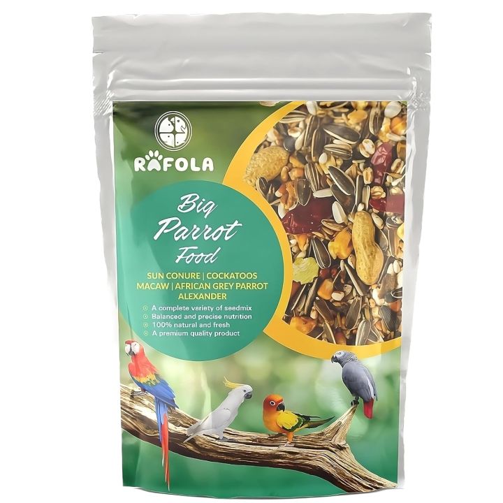 Big Parrot Food - Rafola Premium Bird Food for Exotic Birds (1 Kg Bag) | Long-Lasting Nourishment and Optimal Health| High-Variety Formula | Mix Blend