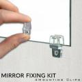 Transparent Mirror's Wall Mounting Hanging Fixing Clips Kit - Clear Clips/Brackets with Screws & Plugs. 