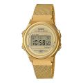 CASIO GOLDEN DIAL WITH MESH BRACELET MEN'S WATCH - A171WEMG-9ADF. 