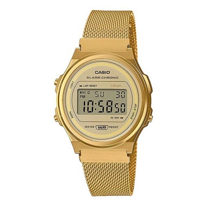 CASIO GOLDEN DIAL WITH MESH BRACELET MEN'S WATCH - A171WEMG-9ADF
