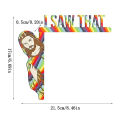 Funny Jesus Door Frame Decoration Creative Wood I Saw That Sign Celebrate Festival Wall Sticker Front Door Corner Paste Ornament. 