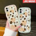 JIUMOO For Realme C20 Realme C20A Realme C11 2021 Realme Narzo 50i Case Cartoon Coffee Bean Pattern Colorful Lovely Cream Wave Border Soft Clear Shockproof Phone Cases Creative Camera Transparent Casing Simple Gentle Protective Cover. 