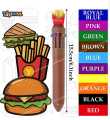 01 Pcs Multicolor Pen 10 in 1 Cute Color Pen Fast Food Burger Fries Cola Design Ballpoint Pens Multicolor Pens 0.5 mm 10 Colors Ink in One Ballpoint Pen - Birthday Return Gift Party Favor Kids Stationery Set Small Gifts. 
