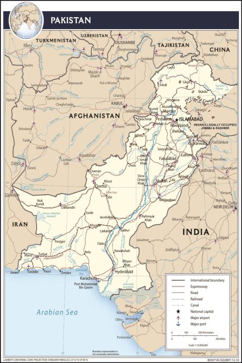 Large Size Pakistan Map Educational Learning Poster Home Office Decoration